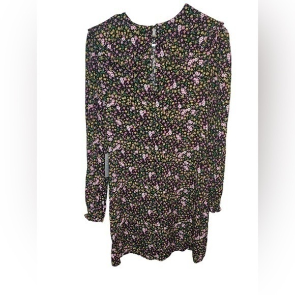 Charles Henry Floral Collar Keyhole Back Long Sleeve Mini Dress Size Small . - Picture 5 of 10